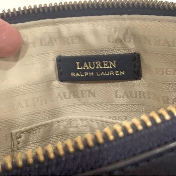 Lauren Ralph Lauren Leather Large Millbrook Wristlet Blue 10” x 7” - Picture 10 of 16